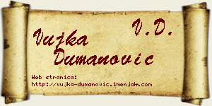 Vujka Dumanović vizit kartica